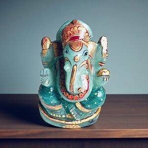 Vintage Ganesh Handcrafted Elephant statue/ Figurine/Sculpture/Green Stone